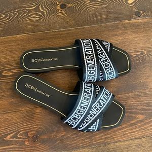 BcbGeneration black Kala logo flat sandals